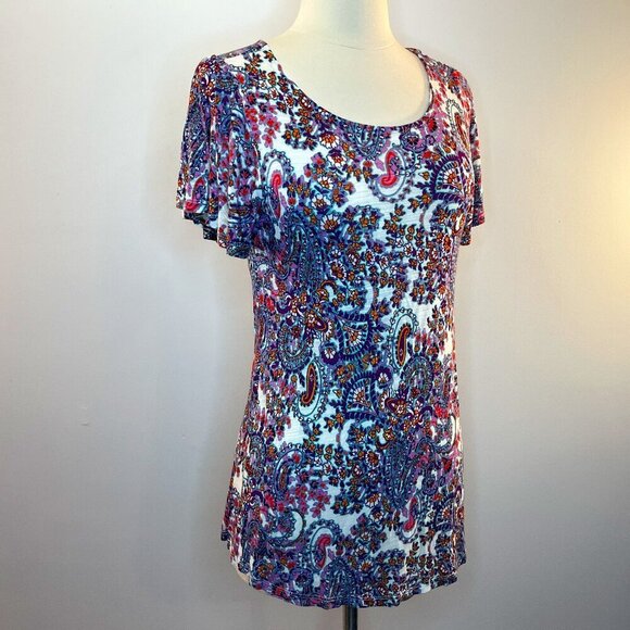 CABLE & GAUGE Women's Colorful Paisley Floral Knit Top - Size Small - NWT - Picture 1 of 4